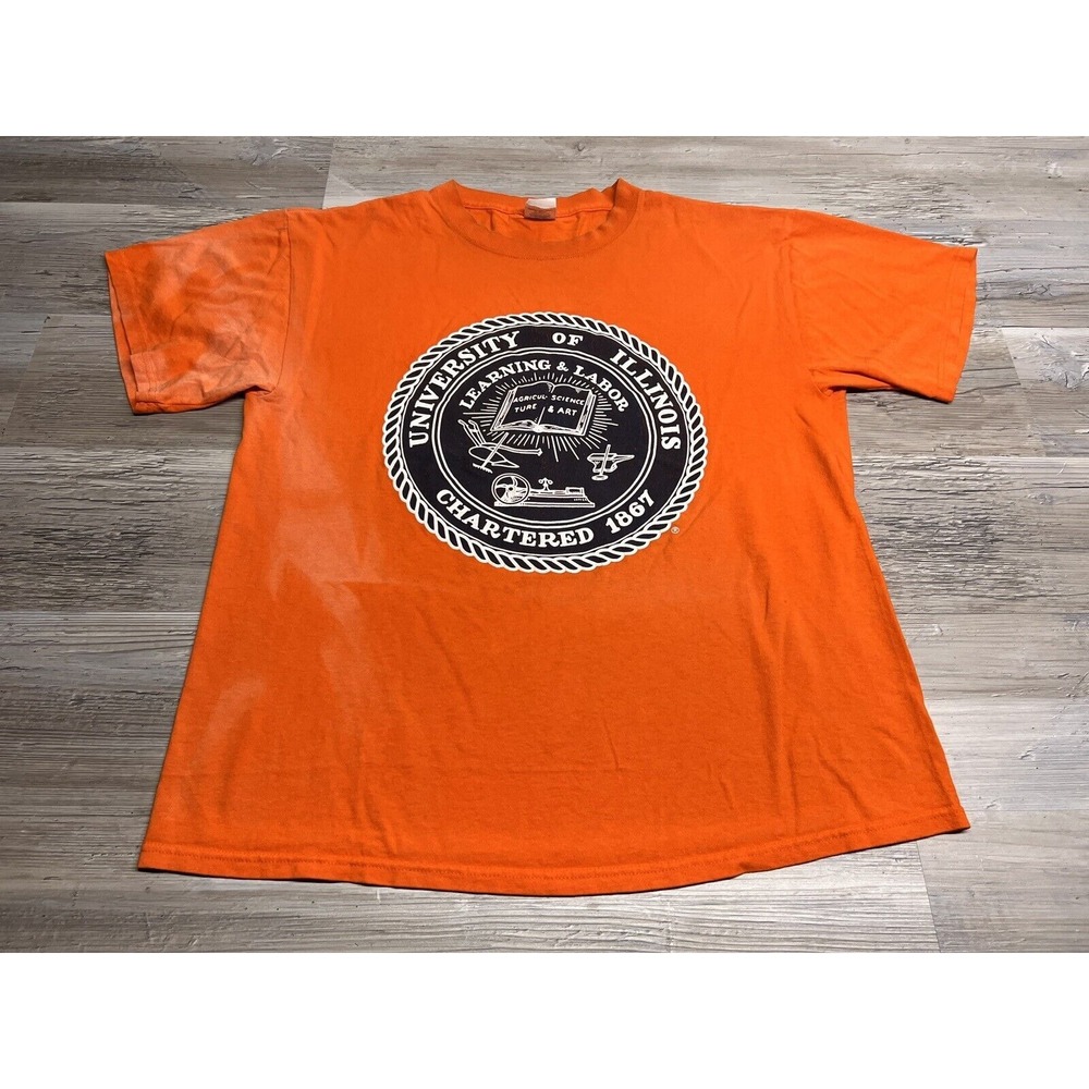 Vintage College T-Shirt University of Illinois Fighting Illini Soffe Size L‎